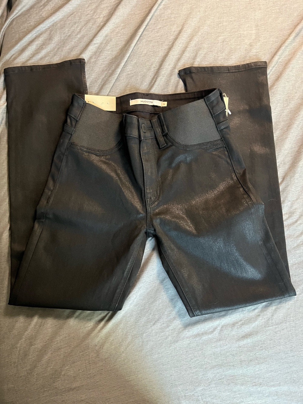 Hudson Maternity Jeans Slim Straight Coated Black Jeans